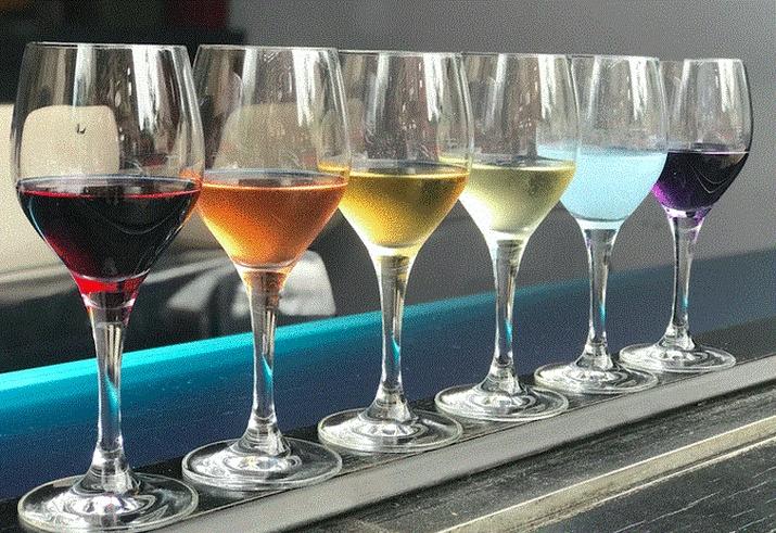 Rainbow Wine Flights at Jet Wine Bar